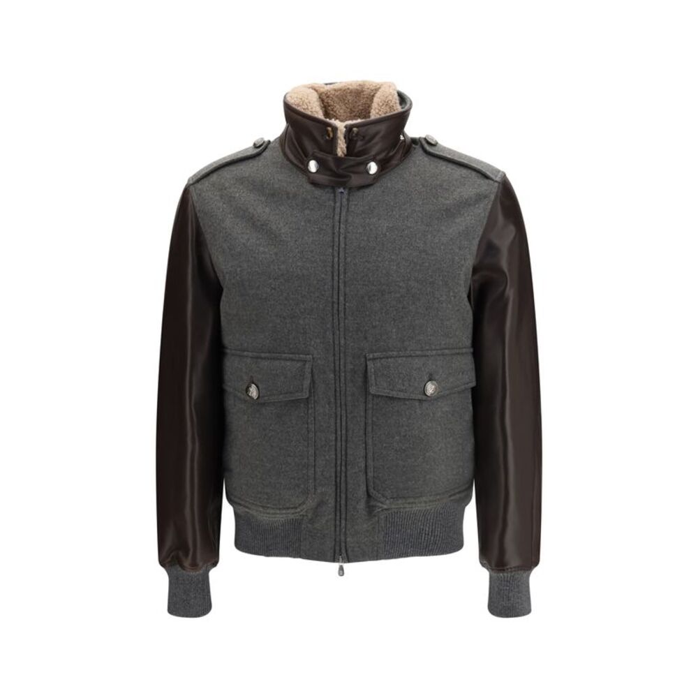 Brunello Cucinelli Men Membrane Finished Cashmere Beaver Bomber